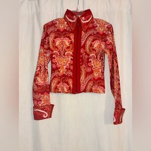 Vintage Toby's Western Show Apparel Red Rhinestone Paisely Horsemanship Jacket